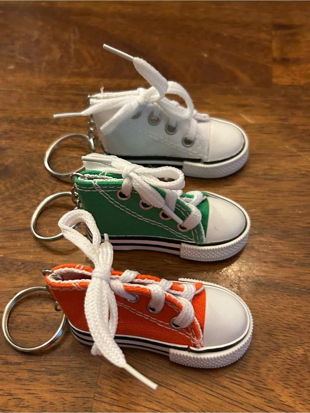 Mini Hi-Top Sneaker Keychain Set in White, Green & Orange NWOT